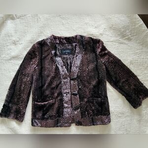 Pink Tartan Textured Black and Brown Teddy Jacket